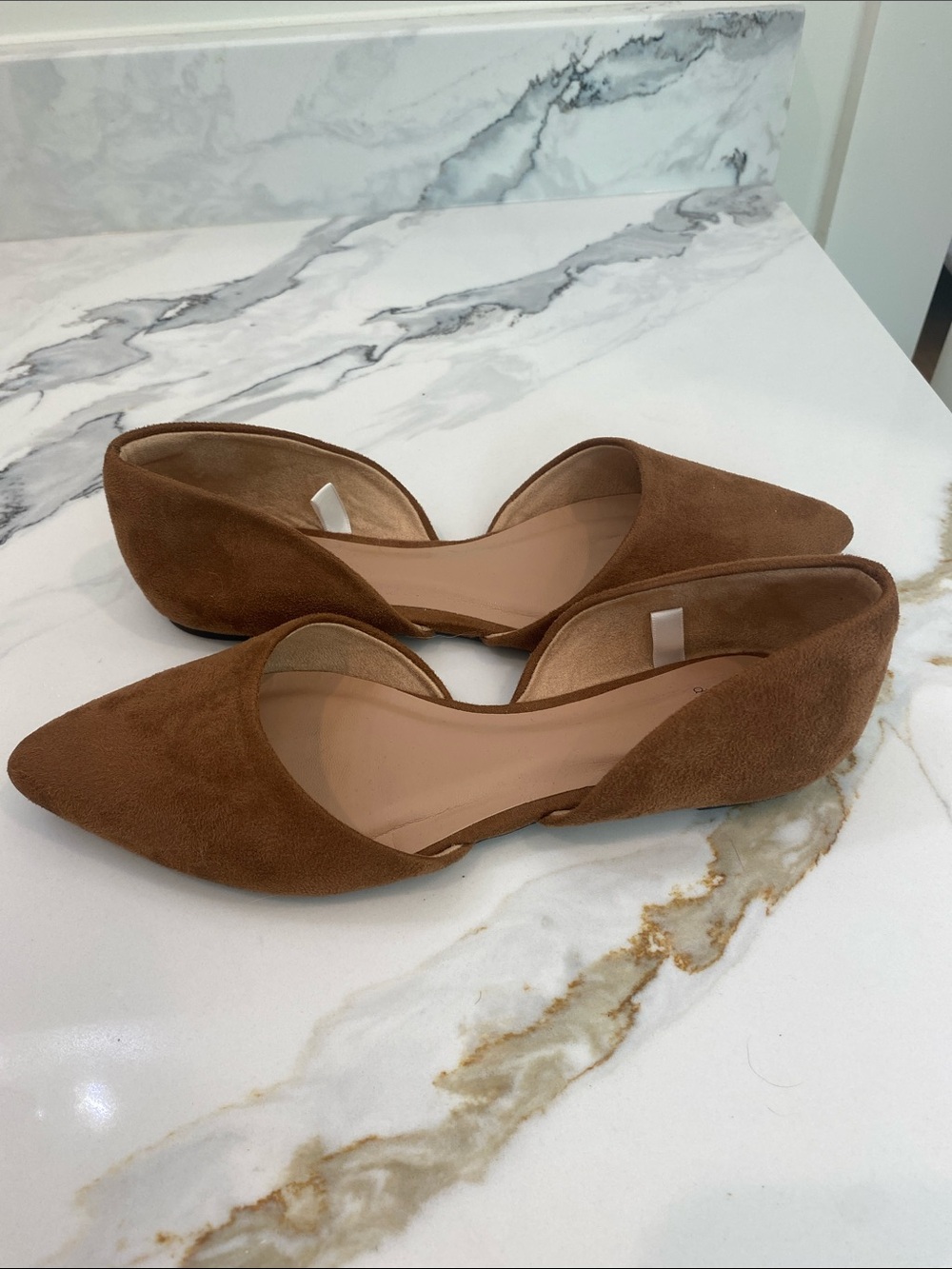 a new day Suede D'Orsay Pointed Flats in Brown